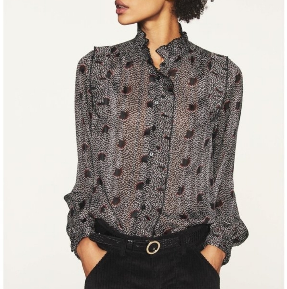ba&sh precious button down Shirt ruffle frill Blouse